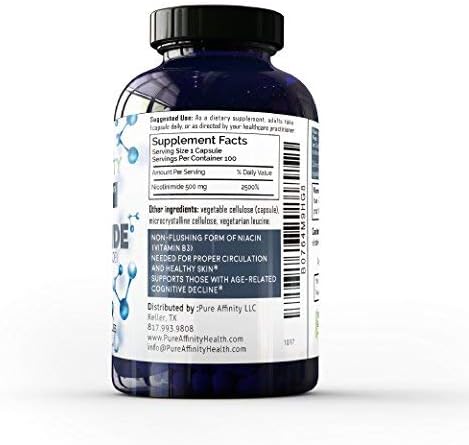 200 Count! B3 Nicotinamide 500 mg Effective Flush-Free Niacin. Energy Booster, Cell Regenerator, Supports Cognitive Decline, Anti-Aging and Helps Breaks Down Carbs & Fats (200 Ct)