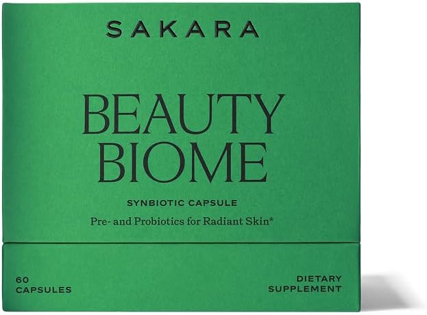 Sakara Beauty Biome – Daily Synbiotic for Skin & Gut Health with Probiotics, Dermaval®, Vitamins A, D, E, Antioxidants, Prebiotics & Enzymes – Supports Clear, Radiant, Hydrated Skin – 60 Capsules