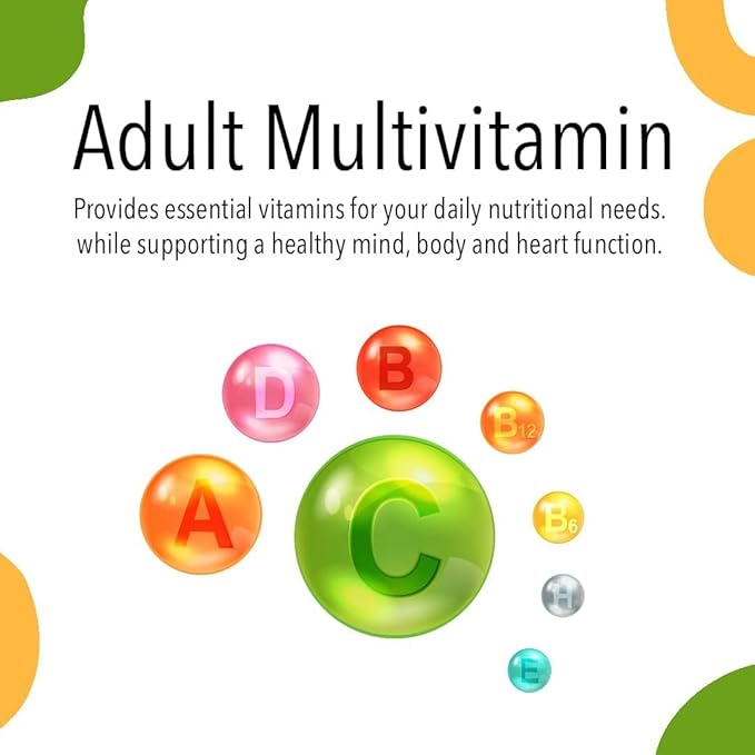 Adult Multivitamin Gummies – with Vitamins C, D, E, B6, B12, Folate & Biotin | Daily Multivitamin Supplement for Energy, Immune Health & Metabolism Support – 60 Gummies (Pack of 1)