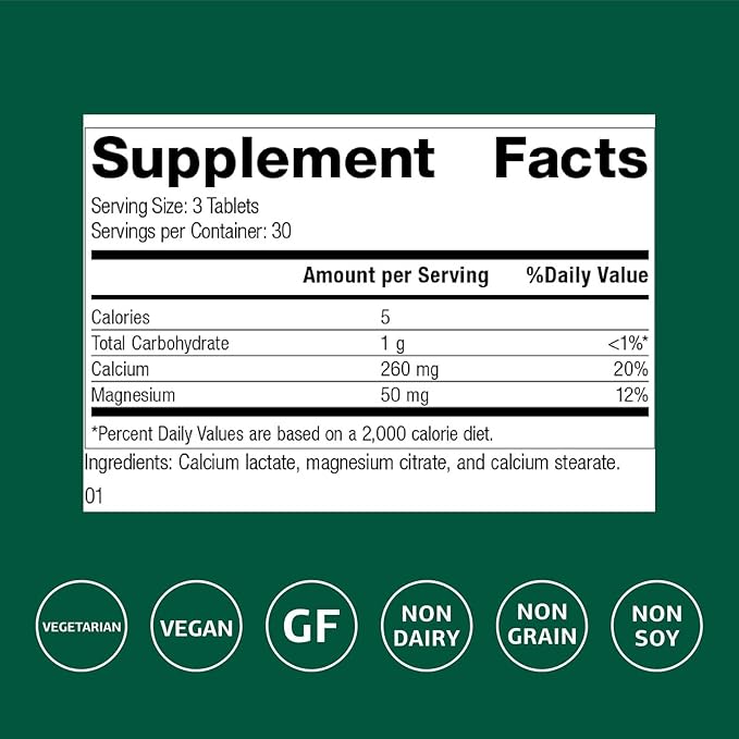 Standard Process Inc. Calcium Lactate - Immune Support and Bone Strength - Bone Health and Muscle Supplement with Magnesium and Calcium - 90 Tablets