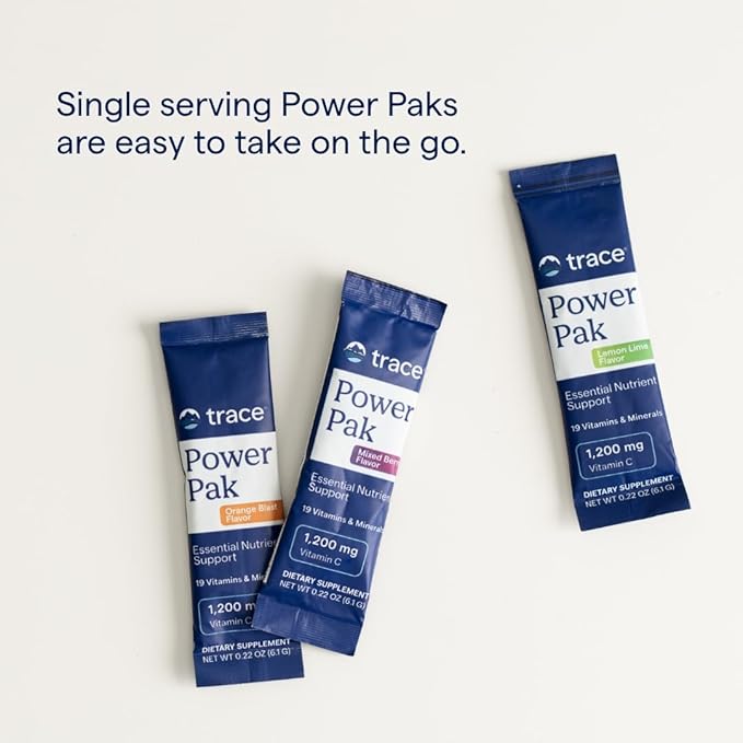 Trace Minerals Power Pak - Daily Health Support Supplement with Vitamins & Minerals - Power Packet Aids Immune Health & Hydration - Mix Powder Supports Bodily Functions - Acai Berry (90 Servings)