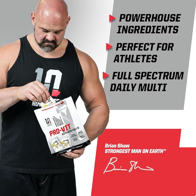 Undefined Nutrition Pro-VIT by Brian Shaw (30 Day Supply) – All-in-One Vitamin & Mineral Supplement Pack for Men & Women - Zinc, Vitamins C, B, D, EFAs, Antioxidants & More – Easy to Swallow