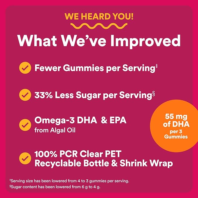 SmartyPants Multivitamin Gummy for Women 50 and Over - Improved Formula: Omega 3 (DHA/EPA), Methylfolate, CoQ10, Vitamin D3, C, Vitamin B12, B6, A, K, Biotin, Gluten Free, 90 Count (30 Day Supply)