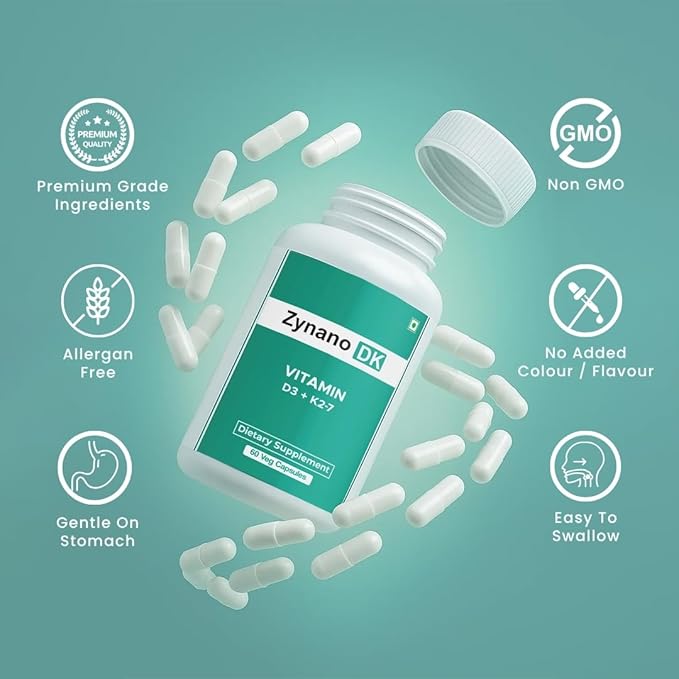 DK | Vegan Vitamin D3 10000 IU, Vitamin K2 120 Mcg with MCT Powder, Vegetarian Vitamin D3 K2 for Women and Men,Lichen Vitamin D3-60 Cap
