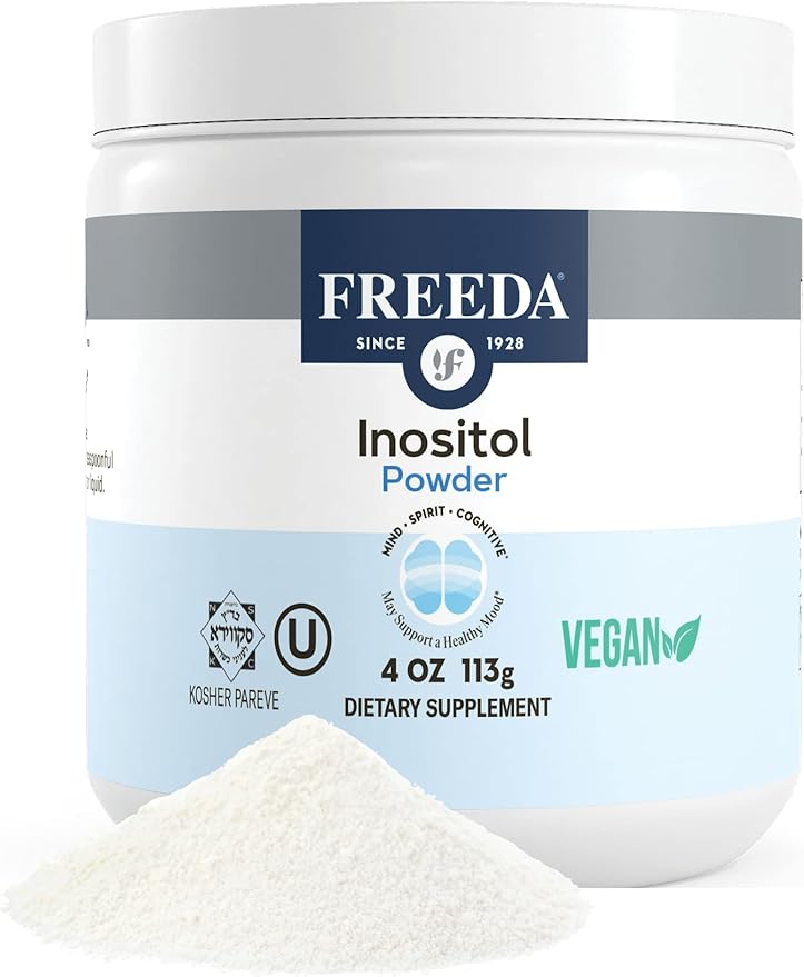 FREEDA Pure Myo-Inositol Powder – Vitamin B8 for Hormone Balance, Fertility & Mood Support – PCOS & Ovarian Health Supplement – Vegan, Kosher, Gluten-Free, Unflavored, Made in USA – 4 oz