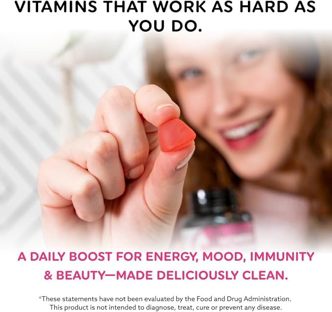Women's Multivitamins Gummy Vitamin - Multivitamin for Women, Gummy Vitamins, All-Natural, Gluten-Free, Non-GMO, Womens Vitamins Gummies - Strawberry, Cherry, & Raspberry Flavored, 100 Count