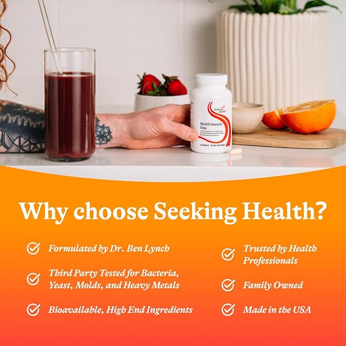 Seeking Health Multivitamin One, 1 a Day Multivitamin Supplement for Adults, Methyl B12 and Methylfolate, Vitamin A, Bioavailable Nutrients for Men and Women, Vegetarian (45 Capsules)