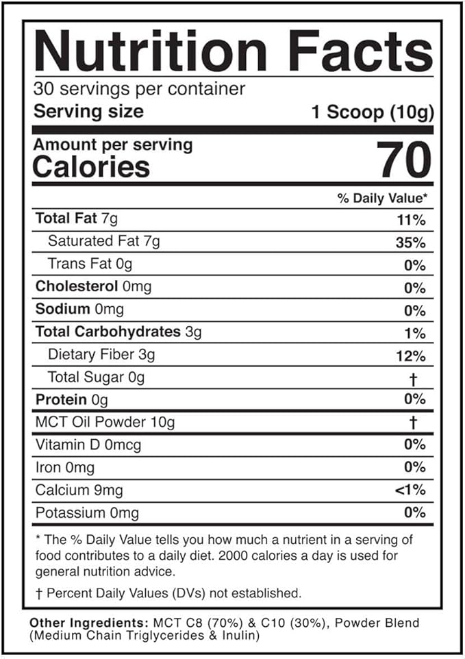 Dr. Colbert's Keto Zone MCT Oil Powder | Unflavored | 70% C8 | 30% C10 | 0 Net Carbs | Gluten Free | 30 Day Supply | 300g |