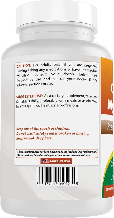 Best Naturals Choline Inositol (Myo Inositol) 2000 mg Per Serving 250 Tablets - Non-GMO, Gluten Free, Made in The USA