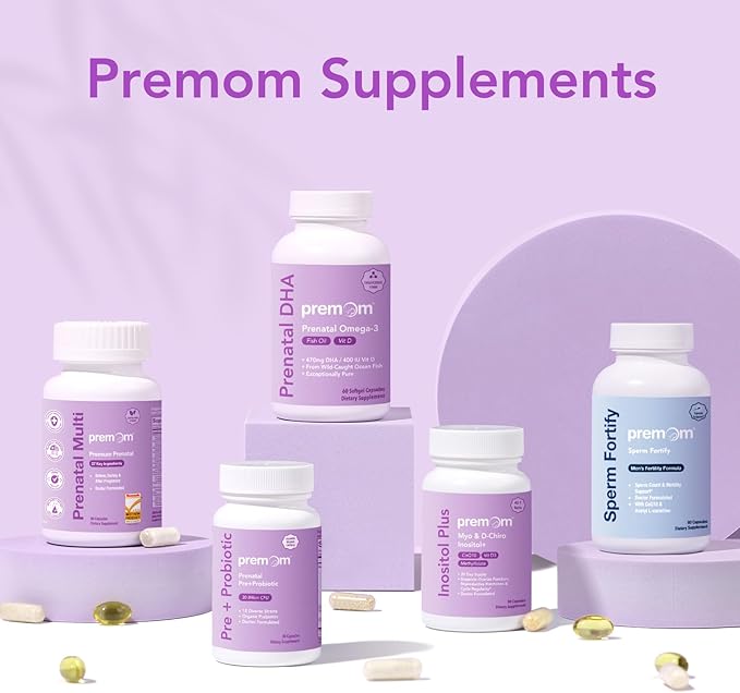 Premom Prenatal Vitamins for Women - Conception for Her Multivitamin: 27 Nutrients, Includes 680mcg Methyl Folate + Choline + Iron, Traceable Ingredient, Fertility Supplements for Women -30 Day Supply