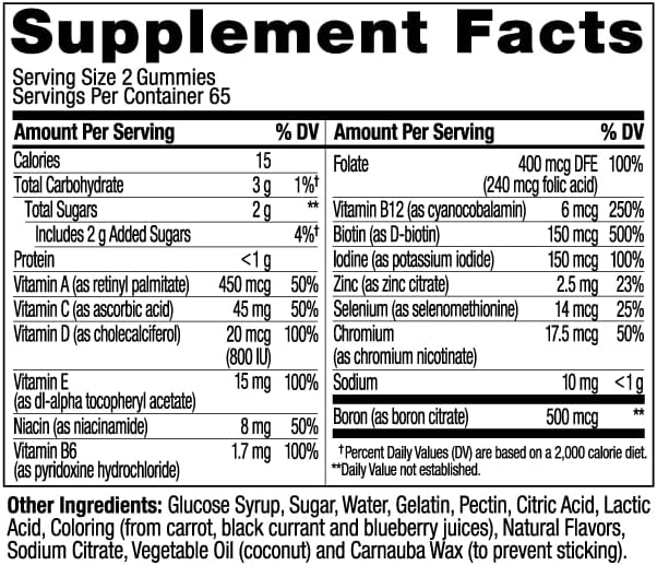 OLLY Women's Daily Multivitamin Gummy, Vitamins A, D, C, E, Biotin, Folic Acid, Adult Chewable Vitamin, Berry Flavor, 65 Day Supply - 130 Count