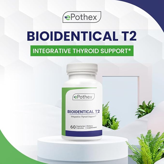 Bioidentical T2 - Integrative Thyroid Support - Promotes Metabolism & Energy - Non-GMO, Clean Formula - 60 Capsules (2 mo Supply)
