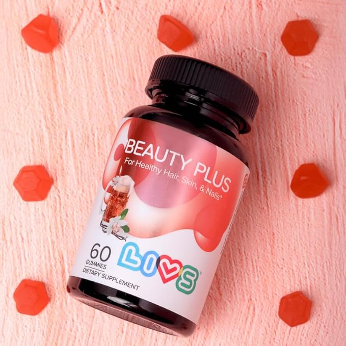 Beauty Plus Gummy Vitamins - Biotin Gummies for Hair, Skin and Nails | Natural, Gluten-Free, Non-GMO Beauty Supplement with Vitamins A, C, E, B12, D3, Zinc & More - Cream Soda Flavor - 120 Ct