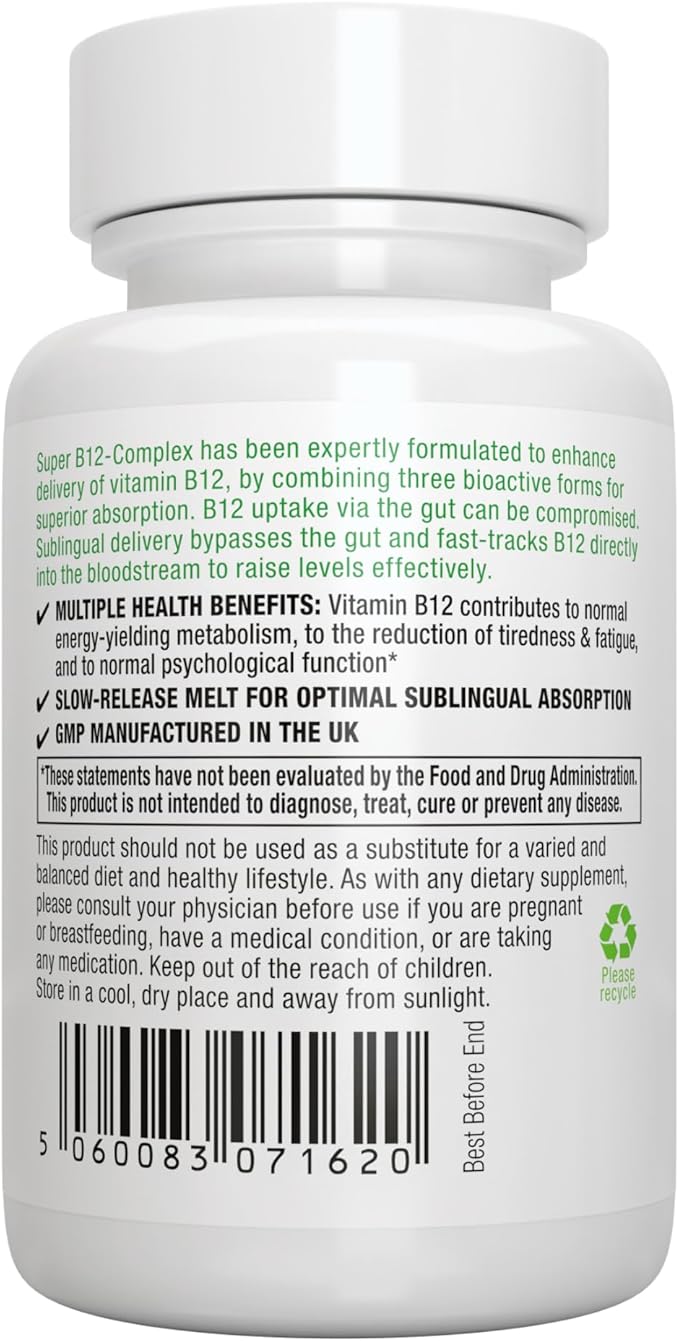 Igennus Sublingual Vitamin B12 Complex 1000mcg, Methylated Methylcobalamin, Adenosylcobalamin & Hydroxocobalamin, High Absorption & Clean, 180 Servings, Sugar-Free & Vegan