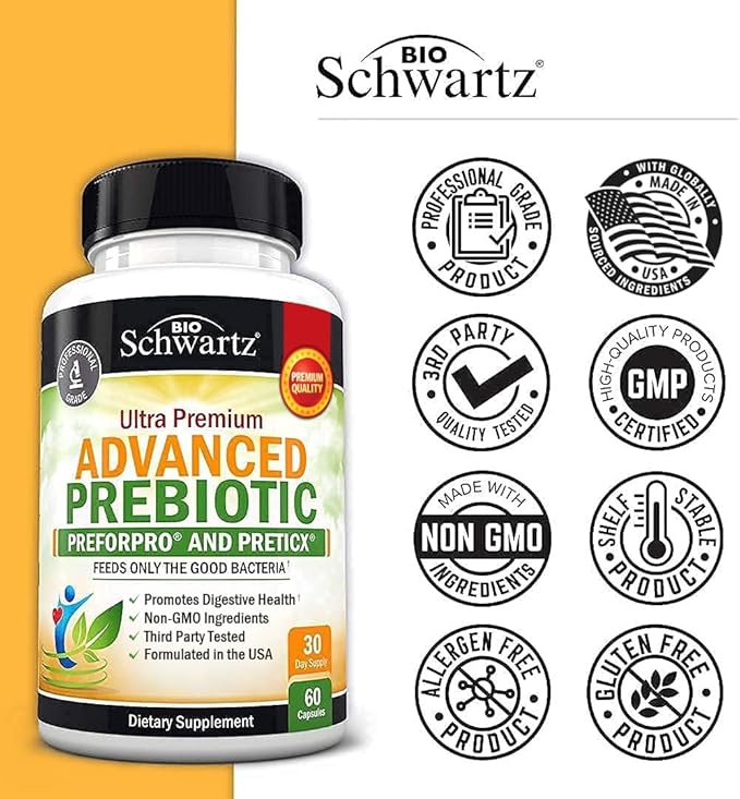 Advanced Prebiotics for Digestive Health - Fast Acting Gut Health Supplement with Clinically Validated Prebiotics for Women & Men for Healthy Gut Flora Bloating & Immune Support - 1 Month Supply