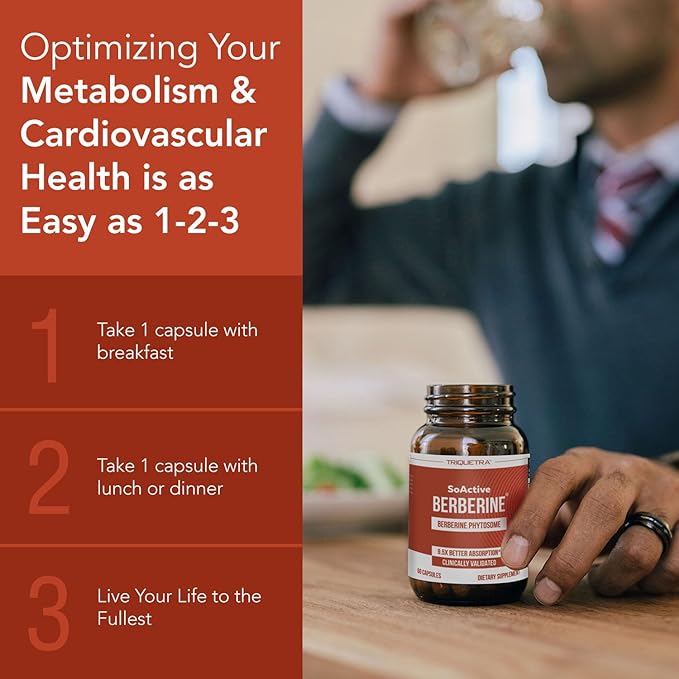 SoActive Berberine 550mg: 9.6X Higher Absorption, Clinically Studied, Optimized Phytosome | Supports Metabolism & AMPK Activation | Non-GMO, Soy-Free | Clinically Validated Dose | 60 Servings
