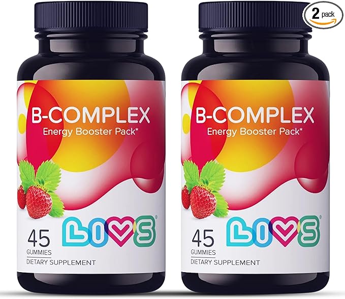 Vitamin B Complex Gummies with B12, Biotin, B3, B6 & Vitamin C for Kids & Adults | Energy, Support & Recovery Supplement | Promotes Mood, Metabolism & Nerve Function | Strawberry Flavor – 90 Ct