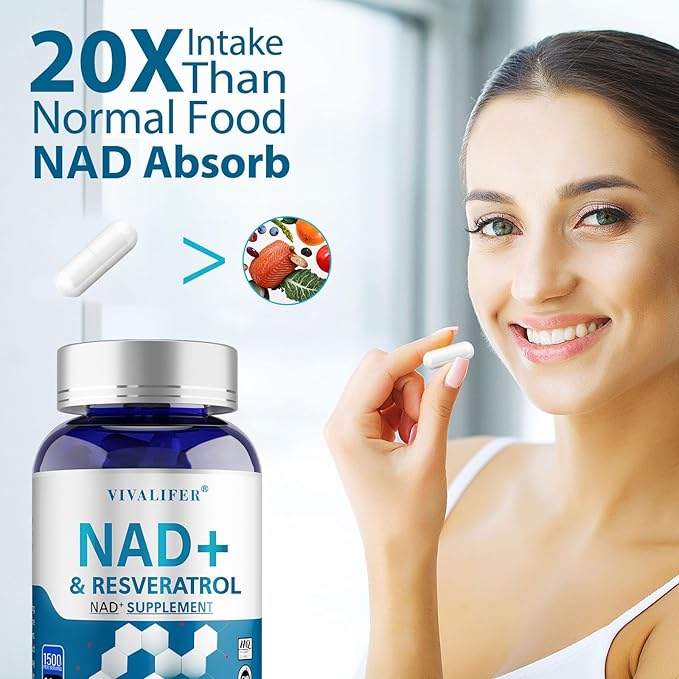 NMN Supplement Alternative 1500 mg - 120 Capsules (40 Day Supply) High Purity NAD+ & Resveratrol for Anti-Aging, Antioxidant Support, Energy & Focus Boost