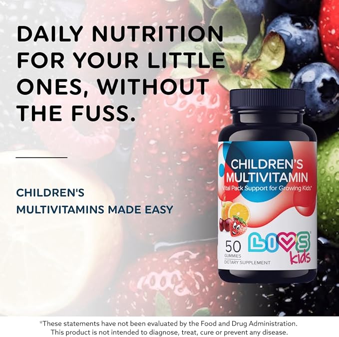 Children's Multivitamin Gummy - Kids Multivitamin Gummies with Vitamin D2, Omega 3, Zinc, Vitamin C, B12 & More | Gluten-Free, Non-GMO Supplements for Kids – Strawberry, Cherry & Org Taste, 50 Ct