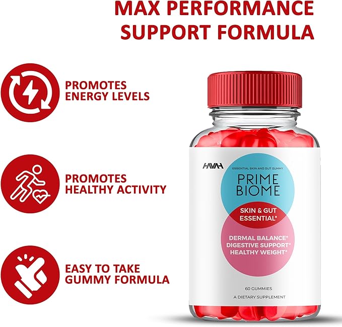(5 Pack) Prime Biome Gummies PrimeBiome Skin & Gut Support Gummy Formula, PrimeBiome Overall Health & Wellness Vitamin B12 B6 Folic Acid Support Supplement, Prime Biome Advanced Formula (300 Gummies)