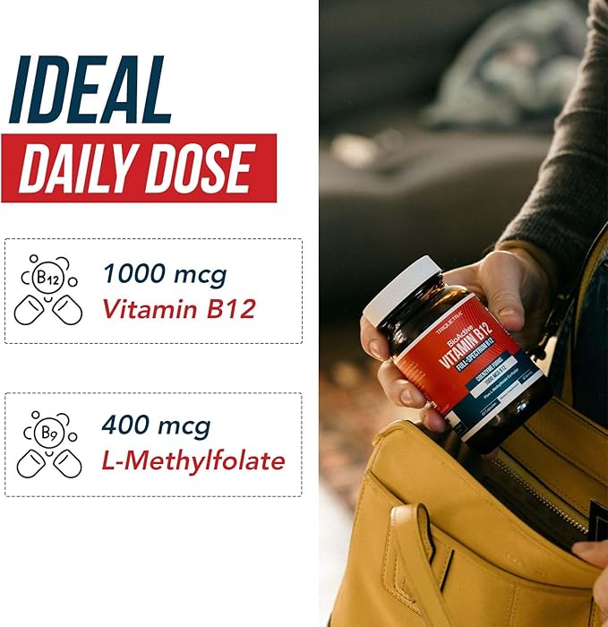 BioActive Vitamin B12 1000 mcg | All 3 BioActive Forms B12 Plus Methylfolate Cofactor - Methyl B12, Adenosyl B12 & Hydroxy B12 | Supports Energy, B12 Levels & Mood | Vegan, Non-GMO (60 Servings)