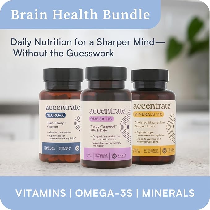 Accentrate Neuro X - Complete Vitamin B Complex | Active Multivitamin w/L-Methylfolate (5-MTHF), Adenosylcobalamin (B12), Pyridoxal-5'-Phosphate (P5P) | Brain Health | MTHFR Supplement | 30 Tablets