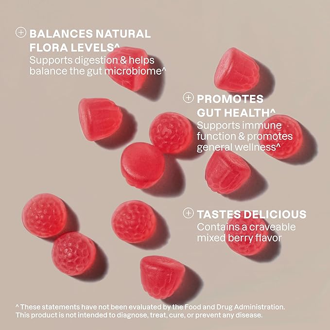 Cliganic Probiotics Gummies for Men & Women (5 Billion CFU, 120-Day Supply) - Berry Flavor, Vegan, Non-GMO, Kosher, Gluten-Free, Promotes Digestive Health, Balances Gut Microbiome