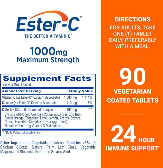 Ester-C Vitamin C, 1,000 mg, 90 Coated Tablets