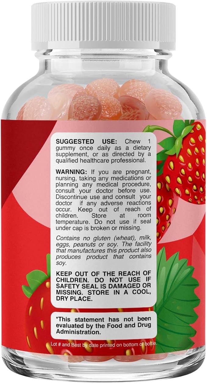 Vitamin B Complex Gummies for Adults & Kids - B Vitamins Complex with Thiamin, Riboflavin, Niacin, 6, 12 and Folate - Blend Supplement for Nervous System Support Energy & High Strength - 60 Gummies