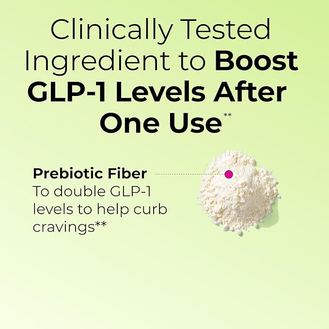 Flatter Me Fiber GLP-1 Booster – Fiber Supplement for Women & Men, Prebiotics & Enzymes for Weight Support, Reduce Bloating, Double GLP-1 Levels, Digestive & Gut Health (10 Servings)