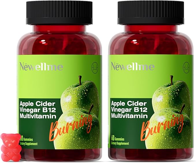 Sugar-Free Apple Cider Vinegar (ACV) Gummies with The Mother & B12, Vegan, Non-GMO, Gluten- & Gelatin-Free, 120 Count, Great Taste, Keto-Friendly