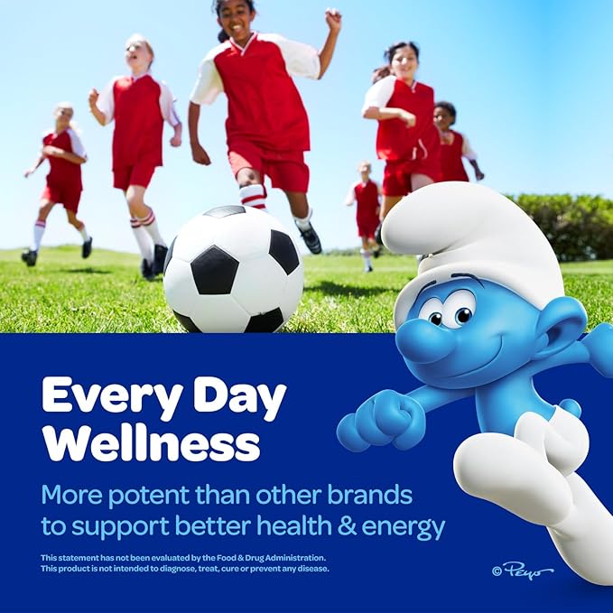 The Smurfs Kids Multivitamin Gummies with 15 Daily Vitamins and Minerals for Growth & Development | Made with Real Fruit in a Smurf Berry | Delicious, Doctor Developed & Non-GMO Formula | 100 Gummies