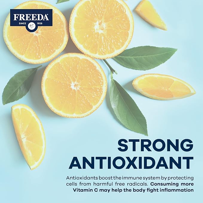 FREEDA Buffered Vitamin C Powder (Calcium Ascorbate) – Non-Acidic, Stomach-Friendly Vitamin C for Sensitive Individuals – Vegan, Kosher, Sugar-Free Immune Support – 8 oz