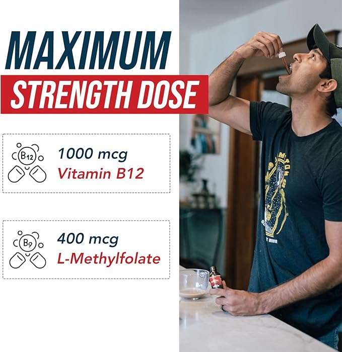 BioActive Vitamin B12 1000 mcg | Contains 3 BioActive Forms B12 Plus Methylfolate Cofactor - Methyl B12, Adenosyl B12 & Hydroxy B12 | Sublingual Form, Cherry Flavor, Organic, Vegan (180 Servings)