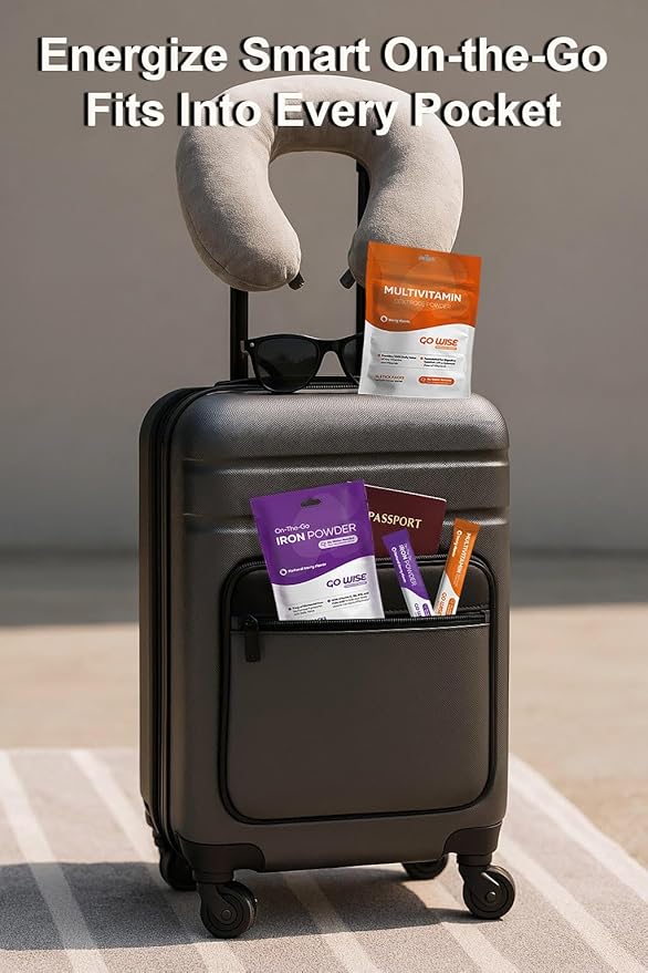 Go Wise On The Go Multivitamin Powder - Natural Berry Flavor - 14 Convenient Stick Packs - Portable Vitamin Supplement for Travel, Daily Nutrition, Energy and Immune Support for Men and Women