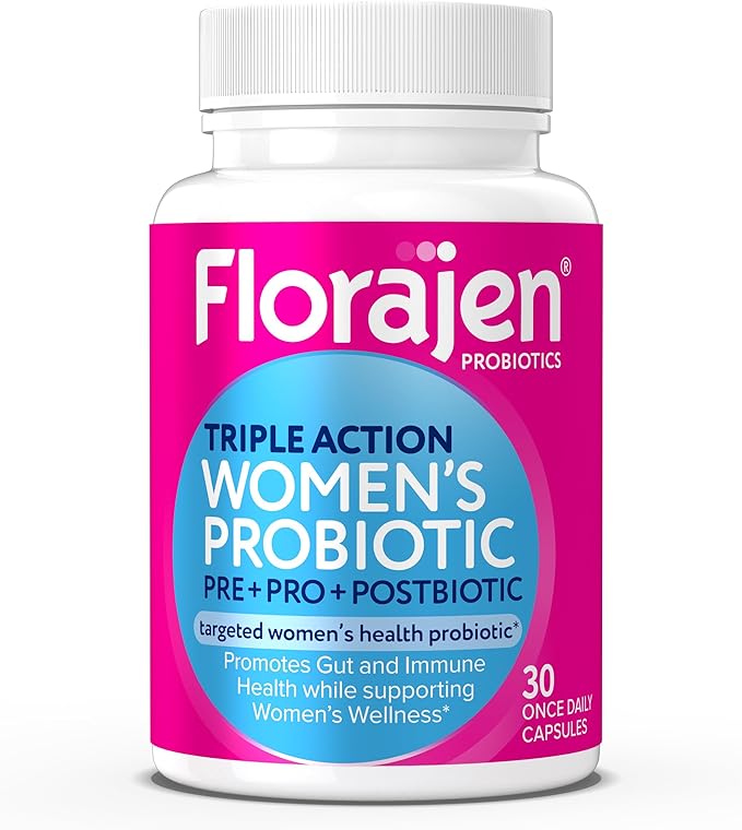 Florajen Complete Triple-Action Prebiotic + Probiotic + Postbiotic for Digestive & Immune Support - Fast-Acting Relief from Constipation & Bloating - Gluten-Free - Vegan - Non-GMO - 30-Count