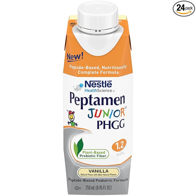 Peptamen Junior PHGG Formula with Plant-Based Prebiotic Fiber, Vanilla, 8.45 FL OZ (Pack of 24)