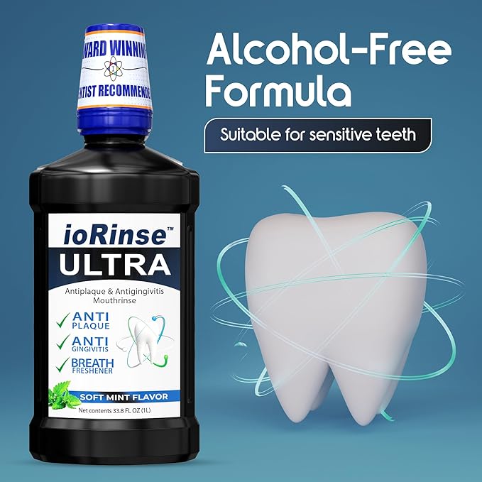 ioRinse Ultra is The Most Dentist-Recommended Periodontal Rinse of its Kind for Adults and Kids Oral Care and Hygiene. No Alcohol Mouthwash, Bad Breath Treatment and Gum Mouthwash with Xylitol. 1L