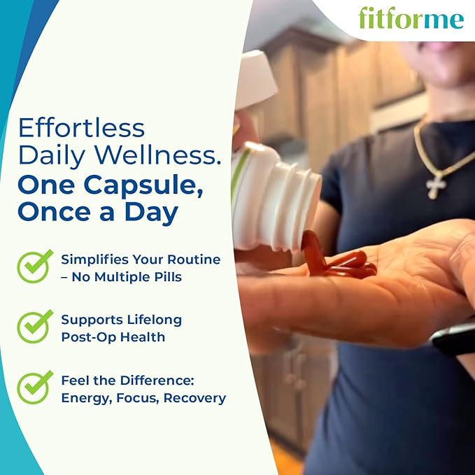 FitForMe Bariatric Multivitamins with Iron After Gastric Sleeve - One a Day WLS Optimum Capsule Starter Pack - 30 Days Supply of Vitamins & Minerals, Scientifically Proven