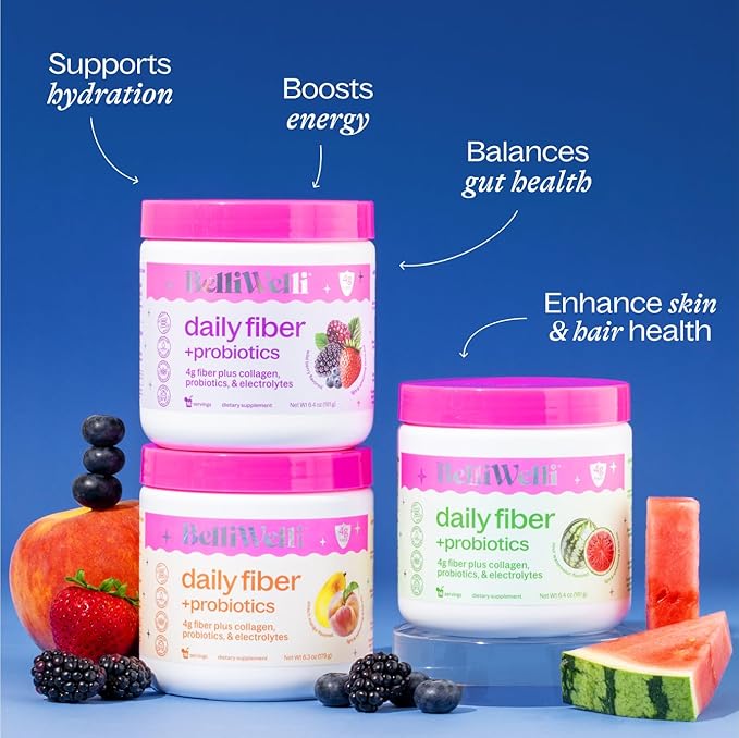 Fiber Supplement for Women & Men – Premium Daily Fiber Powder from Organic Acacia with Added Collagen, Electrolytes & Probiotics – No Bloat, Constipation & Gut Health Support (Watermelon)