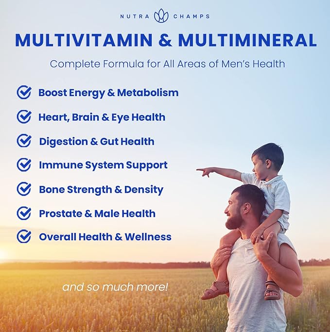 NutraChamps Multivitamin for Men 14+ | Mens Multivitamin Gummies, 120 Count | Vitamins A, B, C, D, E, Biotin, Zinc | Mens Gummy Multivitamins Supplement | Chewable Daily Multi Gummy Vitamins for Men