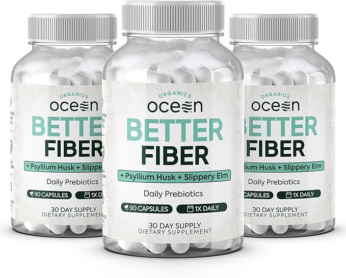 Better Fiber - Daily Fiber Supplement - Soften Stool for Effortless Bowel Movements - with Psyllium Hulk and Slippery Elm - 3 Bottles