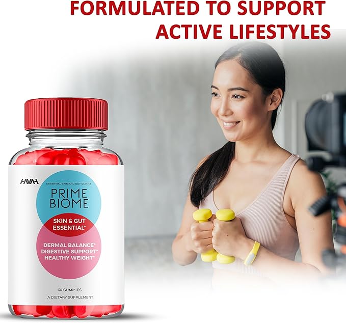 (5 Pack) Prime Biome Gummies PrimeBiome Skin & Gut Support Gummy Formula, PrimeBiome Overall Health & Wellness Vitamin B12 B6 Folic Acid Support Supplement, Prime Biome Advanced Formula (300 Gummies)