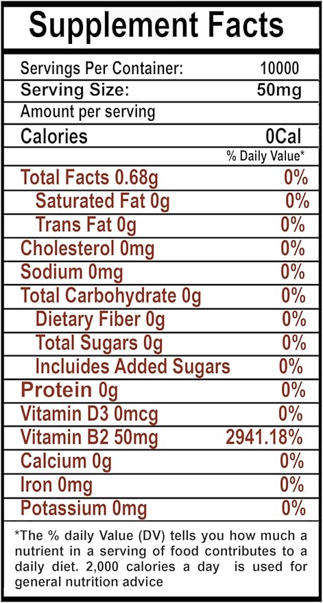 Vitamin B2 Powder 500 g (17.6 oz) RIBOFLAVIN