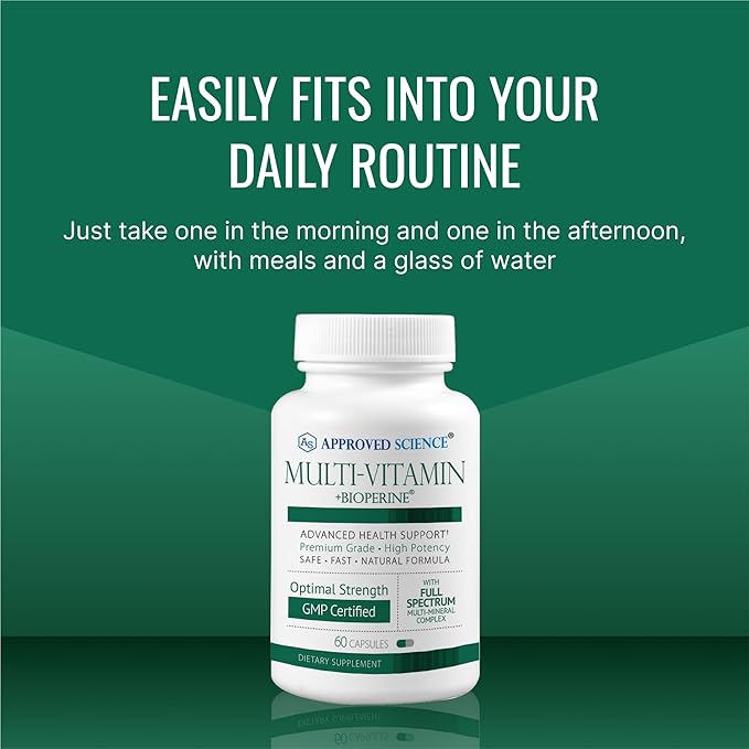 Approved Science Multi-Vitamin - with Full-Spectrum B-Vitamins, Green Tea, Lutein, Lycopene, Zeaxanthin, BioPerine - 180 Capsules - 3 Month Supply