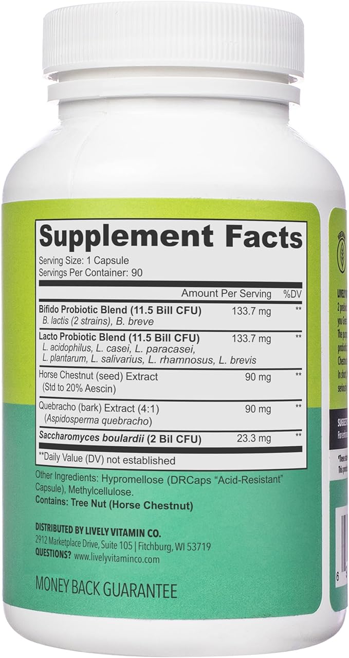 LIVELY VITAMIN CO. Great Guts Probiotic - 25 Billion CFU Probiotic - Balance Gut Microbiome, GI Tract, Inflammation, Indigestion, Reflux, Upset Stomach, & Diarrhea - 90 Caps