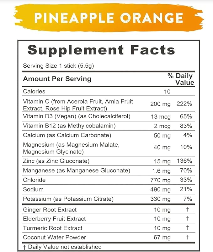 REDMOND Re-Lyte Immunity, Multivitamin Supplement Mix (Pinapple Orange)