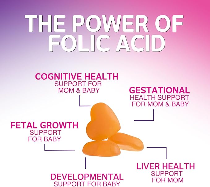 Prenatal Vitamins for Women Gummies, Folic Acid 1335mcg Pregnancy Vitamins for Fetal Support, Vitamin A, C, D3, B12, B6 & Folate, Prenatal Multivitamin Gummy for Pregnant & Nursing Women - 60 Gummies