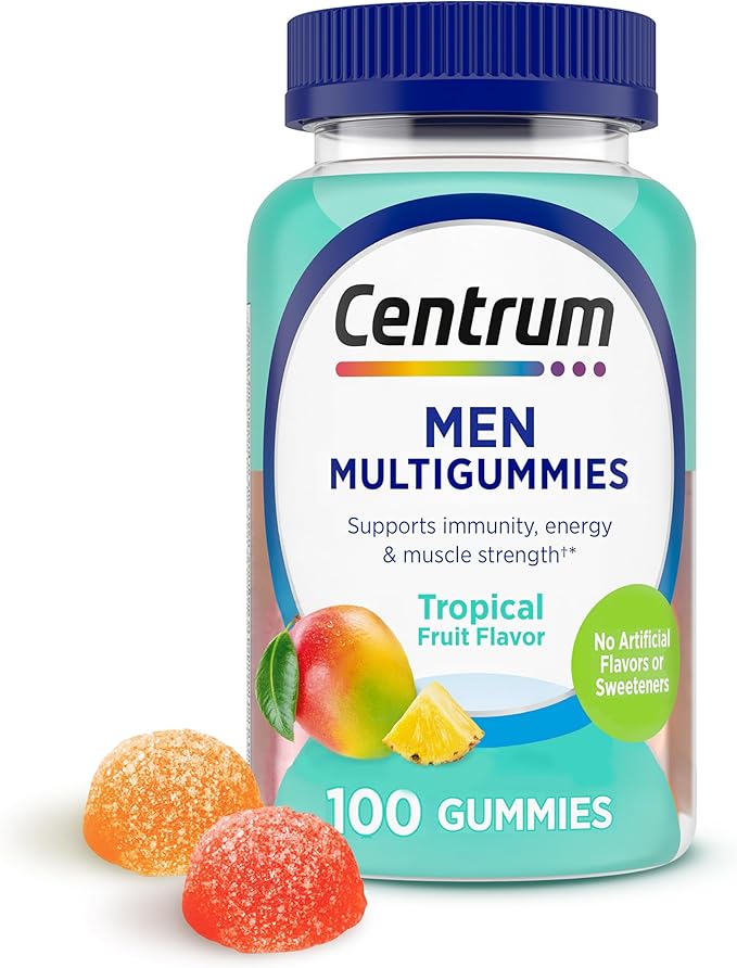 Centrum Men's Multivitamin Gummies, Immune, Energy, Healthy Appearance Support, 100 Count, 50 Day Supply