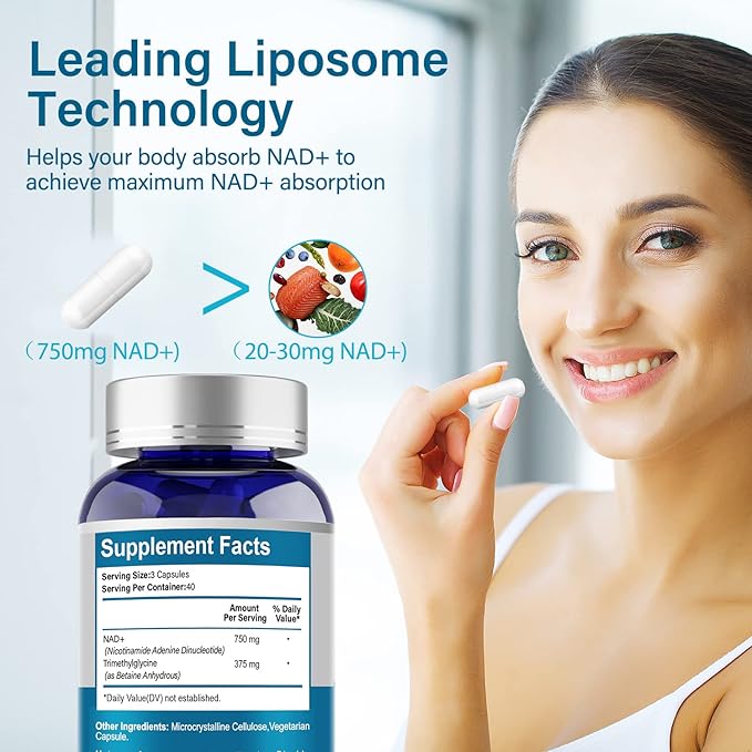NMN Supplement Alternative 750mg - 120 Capsules for Maximum Absorption - Liposomal NAD+ Supplement Promotes Anti-Aging, Antioxidant Support, Metabolism & Energy Boost